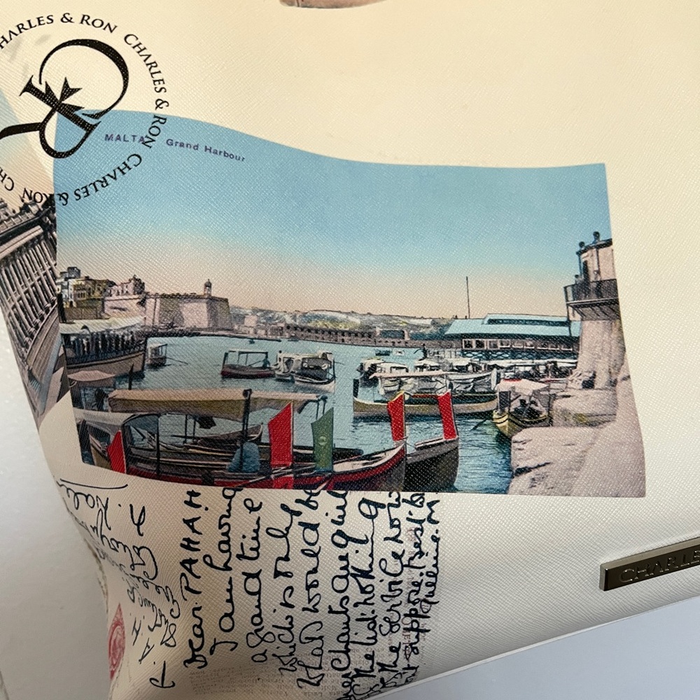 CHARLES & RON European POSTCARDS Print SHOULDER BAG Purse SET - Picture 13 of 16